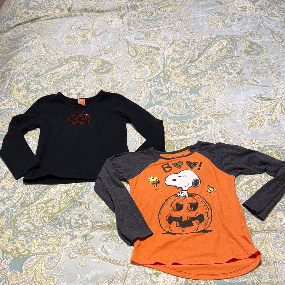 Bundle of girls halloween shirts. Orange and Black size 6